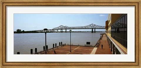 Framed Bridge across a river, Crescent City Connection Bridge, Mississippi River, New Orleans, Louisiana, USA Print
