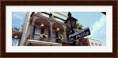 Framed Street name signboard on a lamppost, St. Philip Street, French Market, French Quarter, New Orleans, Louisiana, USA Print