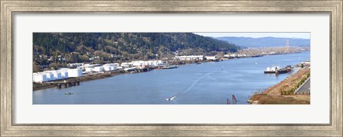 Framed High angle view of a river, Willamette River, Portland, Multnomah County, Oregon, USA Print