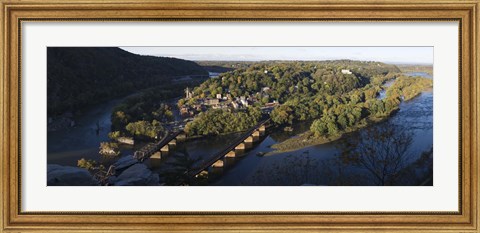 Framed High angle view of a town, Harpers Ferry, Jefferson County, West Virginia, USA Print