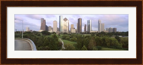 Framed Skyscrapers against cloudy sky, Houston, Texas Print