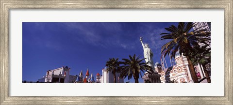 Framed Low angle view of skyscrapers in a city, The Strip, Las Vegas, Nevada, USA Print
