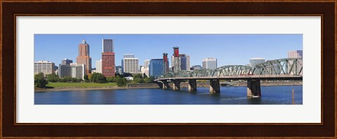 Framed Bridge across a river, Hawthorne Bridge, Willamette River, Multnomah County, Portland, Oregon, USA 2010 Print