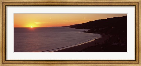 Framed Beach at sunset, Malibu Beach, Malibu, Los Angeles County, California, USA Print