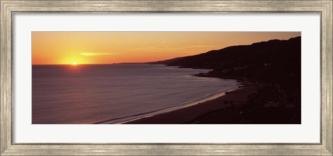 Framed Beach at sunset, Malibu Beach, Malibu, Los Angeles County, California, USA Print