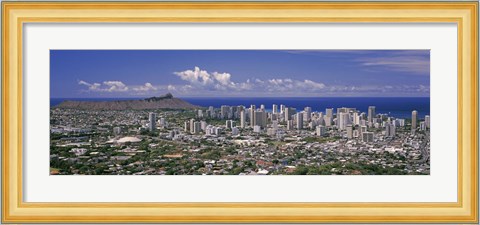 Framed View of a city, Honolulu, Oahu, Honolulu County, Hawaii, USA 2010 Print