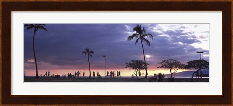 Framed Tourists on the beach, Honolulu, Oahu, Hawaii, USA Print