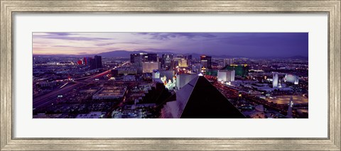 Framed City lit up at dusk, Las Vegas, Clark County, Nevada, USA Print