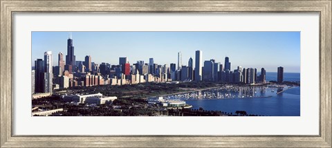 Framed Skyscrapers at the waterfront, Field Museum, Shedd Aquarium, Lake Michigan, Chicago, Cook County, Illinois, USA 2011 Print