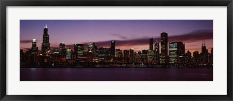 Framed Lake Michigan at Night, Chicago, Illinois, USA 2011 Print