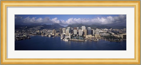 Framed Buildings at the waterfront, Honolulu, Hawaii, USA Print