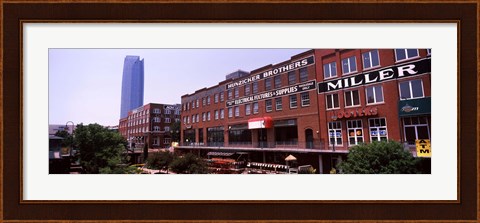 Framed Bricktown Mercantile building along the Bricktown Canal with Devon Tower in background, Bricktown, Oklahoma City, Oklahoma Print