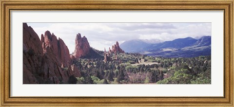 Framed Rock formations on a landscape, Garden of The Gods, Colorado Springs, Colorado Print