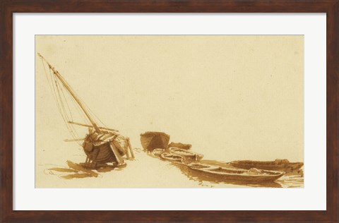 Framed Boats on Shore and in Water Print