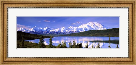 Framed Snow Covered Mountains, Mountain Range, Wonder Lake, Denali National Park, Alaska, USA Print