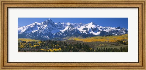 Framed Mountains covered in snow, Sneffels Range, Colorado, USA Print