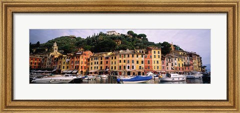 Framed Harbor Houses Portofino Italy Print