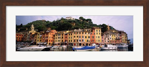 Framed Harbor Houses Portofino Italy Print