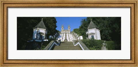 Framed Low angle view of a cathedral, Steps of the Five Senses, Bom Jesus Do Monte, Braga, Portugal Print