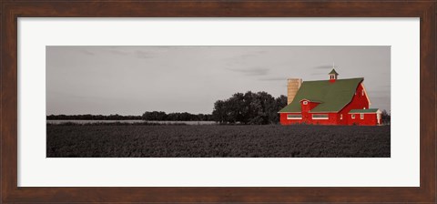 Framed Red Barn, Kankakee, Illinois, USA Print