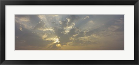 Framed Low angle view of sun shinning behind cloud, Luxembourg City, Luxembourg Print