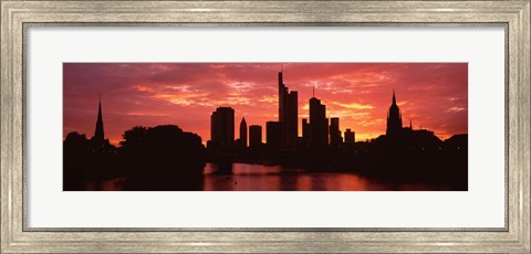 Framed Cityscape, Rhine River, Frankfurt, Germany Print