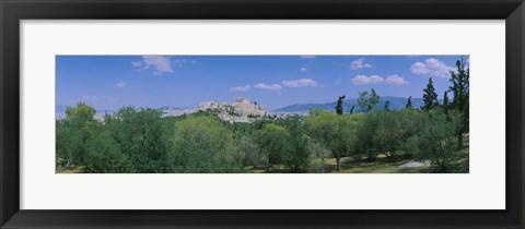 Framed Ruined buildings on a hilltop, Acropolis, Athens, Greece Print