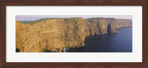 Framed High Angle View Of Cliffs, Cliffs Of Mother, County Clare, Republic Of Ireland Print