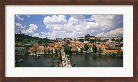 Framed Aerial view of Charles Bridge Prague Czech Republic Print