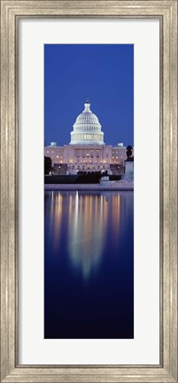 Framed Reflection of a government building in water, Capitol Building, Capitol Hill, Washington DC, USA Print