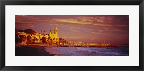 Framed High angle view of a beach, Sitges, Spain Print