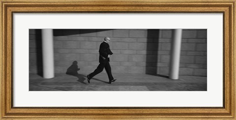 Framed Side Profile Of A Businessman Running With A Briefcase, Germany Print