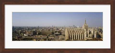 Framed Aerial view of a cathedral in a city, Duomo di Milano, Lombardia, Italy Print