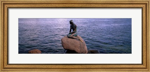 Framed Little Mermaid Statue on Waterfront Copenhagen Denmark Print