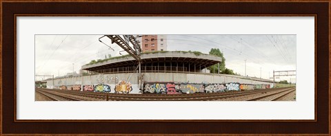 Framed Graffiti on the wall along a railroad track, Basel, Switzerland Print