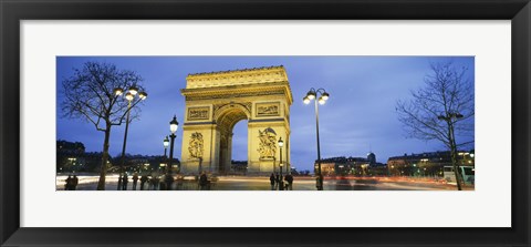 Framed Tourists walking in front of a monument, Arc de Triomphe, Paris, France Print
