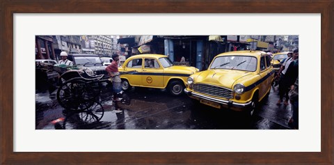 Framed Traffic in a street, Calcutta, West Bengal, India Print