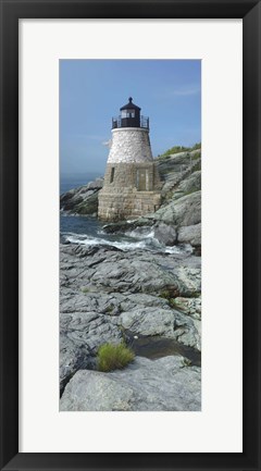 Framed Lighthouse along the sea, Castle Hill Lighthouse, Narraganset Bay, Newport, Rhode Island (vertical) Print