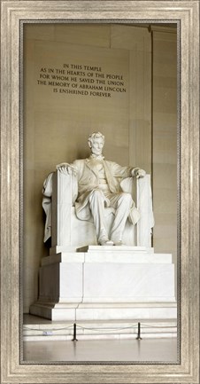 Framed Abraham Lincoln&#39;s Statue in a memorial, Lincoln Memorial, Washington DC, USA Print