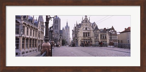 Framed Tourists walking in front of a church, St. Nicolas Church, Ghent, Belgium Print