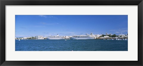 Framed Cruise ships docked at a harbor, Hamilton, Bermuda Print