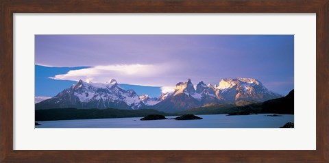 Framed Clouds over snow covered mountains, Towers Of Paine, Torres Del Paine National Park, Patagonia, Chile Print