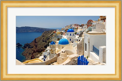 Framed High angle view of a church, Oia, Santorini, Cyclades Islands, Greece Print