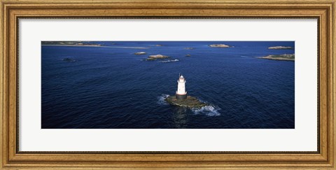 Framed Aerial view of a light house, Sakonnet Point Lighthouse, Little Compton, Rhode Island, USA Print