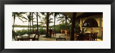 Framed Restaurant surrounded with palm trees, Pilipan Restaurant, Watamu, Coast Province, Kenya Print