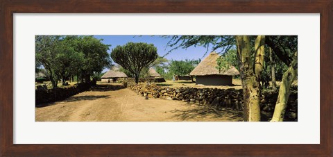 Framed Stone wall along a dirt road, Thimlich Ohinga, Lake Victoria, Great Rift Valley, Kenya Print