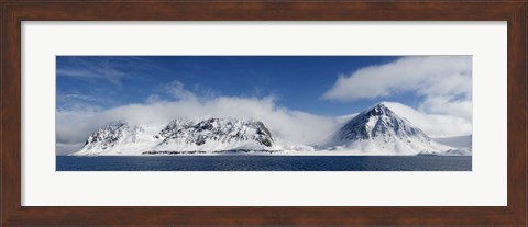 Framed Snow covered mountains, Magdalene Fjord, Spitsbergen, Svalbard Islands, Norway Print