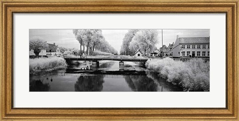 Framed Bridge across a channel connecting Bruges to Damme, West Flanders, Belgium Print