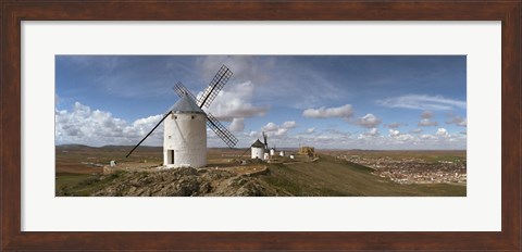 Framed Traditional windmill on a hill, Consuegra, Toledo, Castilla La Mancha, Toledo province, Spain Print