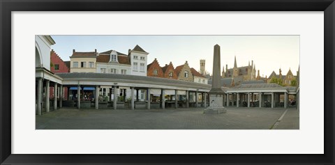 Framed Facade of an old fish market, Vismarkt, Bruges, West Flanders, Belgium Print